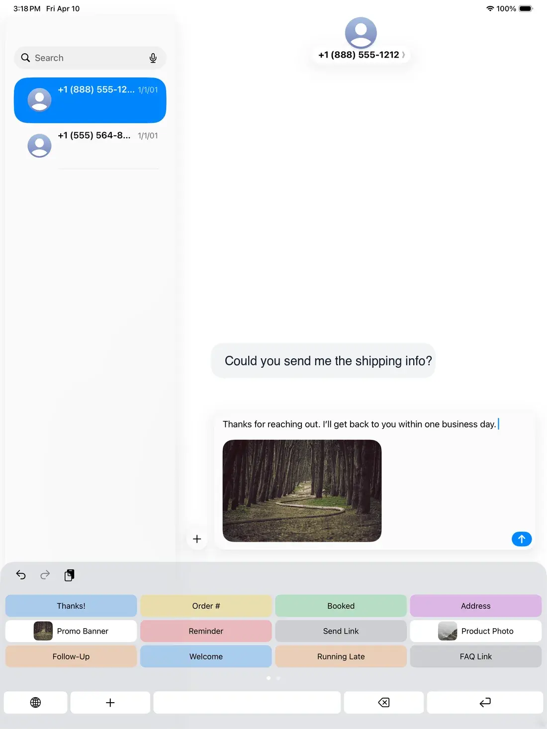 Snippet Kit keyboard on iPad