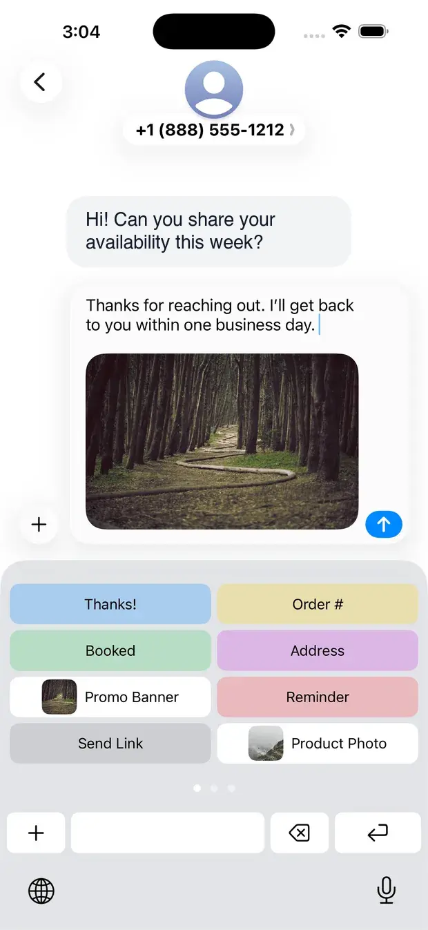 Snippet Kit custom keyboard inserting a saved reply
